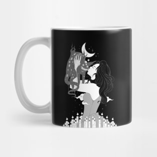 Witch And Cat Goth Art Mug